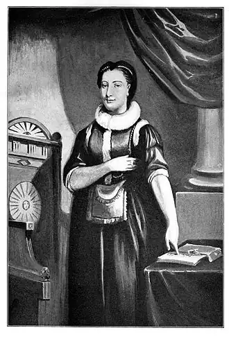 tableau en noir et blanc d'une aristocrate du XVIIe&nbsp;siècle.