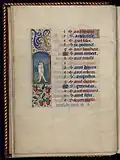 Juin : Signe astrologique des Gémeaux (enluminure marginale, fol.5v).