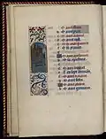 Août : Signe astrologique du Cancer (inversé avec celui du Lion, enluminure marginale, fol.7v).