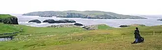Muckle Flaes et Vaila depuis Culswick
