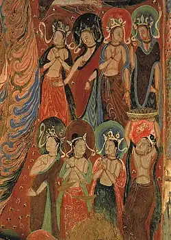 Bodhisattvas. Peinture murale. Chine, VIe&nbsp;siècle.