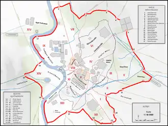 Carte de la Rome antique montrant la localisation de Porta Praetoriana.