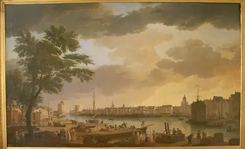 D'après Joseph Vernet, Vue du port de La Rochelle en 1762, 165&nbsp;×&nbsp;263&nbsp;cm.