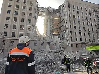 Partially destroyed building of Mykolaiv regional council