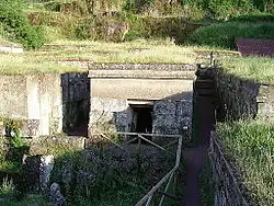 Nécropole du Crucifix du Tuf, à Orvieto, province de Terni, en Ombrie. Site funéraire étrusque dont l'assise est attribuée au VIIIe&nbsp;siècle&nbsp;av. J.-C.