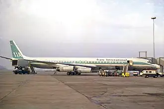 Un Douglas DC-8 de :Trans International Airlines&nbsp;(en), semblable à celui impliqué dans l'accident.