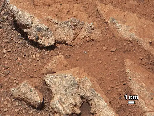 Le gravier de la roche Link a des formes arrondies indiquant qu'il a été roulé dans un cours d'eau(26 septembre)