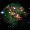 NGC 246 en infrarouges prise par le télescope spatial Spitzer.