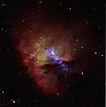 Image composite en lumière visible et en rayons X. (NASA/CXC/CfA/S.Wolk et al ; Optique : NSF/AURA/WIYN/Univ. of Alaska/T.A.Rector)
