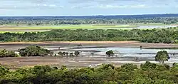 Paysage de plaine herbeuse et arborée, associé à quelques marécages, typique des Llanos de l’Amérique du Sud, dont le climat pourrait correspondre à celui de la formation de Tambach.
