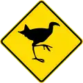 Panneau Néo-Zélandais signalant le passage de pukeko