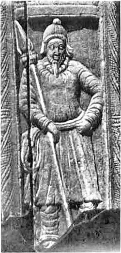 Bas-relief d'un guerrier Indo-Scythe, ruines du palais de Nagarjunakonda.