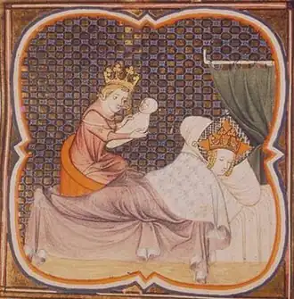 Naissance de Philippe Auguste (Grandes Chroniques de France, XIVe siècle).