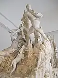 Taureau Farnèse, Musée archéologique de Naples, sculpture hellénistique, vers 150 avant J.-C. Le mouvement, la nudité héroïque, le traitement des vides et des pleins rappellent les éléments d'Héraklès archer.