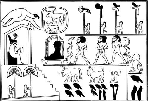 Tête de massue de Narmer représentant le roi portant le fléau-nekhekh (Ire&nbsp;dynastie).
