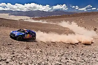 Le pilote auto vainqueur final Nasser Al-Attiyah sur l'étape 10.
