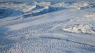 Vue aérienne de Nathorstbreen.