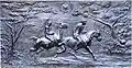 Le panneau en bronze représentant la chevauchée de Dik King et de Ndongeni kaXoki.