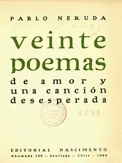 Image illustrative de l’article Vingt poèmes d'amour et une chanson désespérée