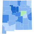 Vainqueur par comté : Lujan Grisham en bleu et Apodaca en vert.
