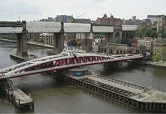 Pont tournant entre Newcastle upon Tyne et Gateshead en Angleterre