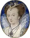Tableau de forme ovale représentant une femme.