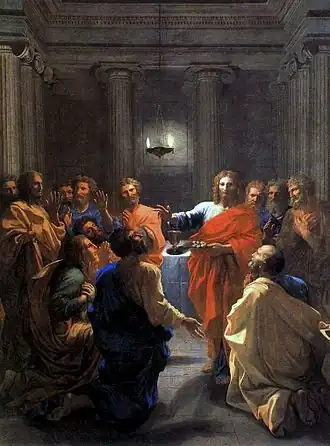 L'Institution de l'Eucharistie, tableau commandé par Louis XIII pour la chapelle du château de Saint-Germain-en-Laye, 1641, Louvre.