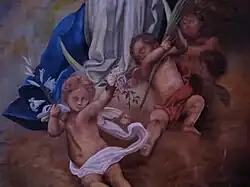 Détail du tableau de l'Assomption, église Saint-Michel.