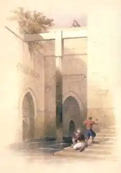 Nilomètre de l'île de Rodah, lithographie de David Roberts.