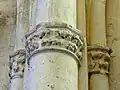 Collatéral sud, chapiteaux du doubleau, côté sud.