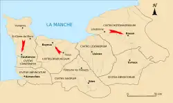 Carte des territoires des capitales de cités des peuples gaulois sous le Bas-Empire-romain