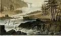 Illustration sur le flottage en Norvège, 1848, extrait du livre Norway in 1848-1849 de Thomas Forester.