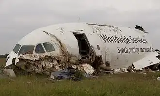 La partie avant de l'appareil accidenté, photographiée après le crash du vol 1354.