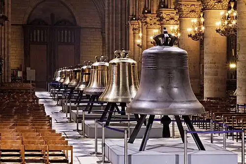 Arrivée des nouvelles cloches lors du 850e&nbsp;anniversaire de la cathédrale, en 2012.