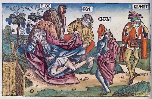 L'ivresse de Noé dans La Chronique de Nuremberg (1493)