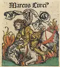 Marcus Curtius dans La Chronique de Nuremberg (1493)