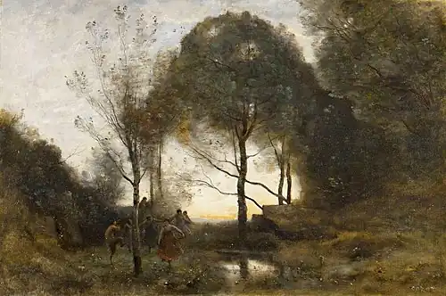 Nymphes et Faunes (avant 1870). Huile sur toile, 90,1 x 53,9 cm, Birmingham Museum and Art Gallery.
