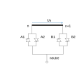 Détail d'un changeur de prises à base de thyristors, illustrant la commutation d'une prise n à n+1 ou inversement.