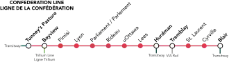 Voir la carte de la ligne.
