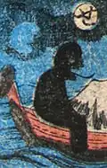 Un Umibōzu, un moine géant fantômatique  émergent de la surface de la mer.