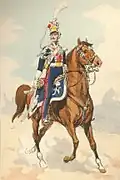 Un cavalier, sabre à la main.