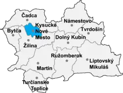 Localisation du district de Kysucké Nové Mesto dans la région de Žilina (carte interactive)
