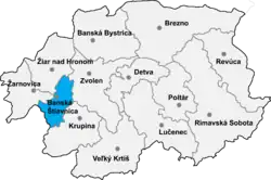 Localisation du district de Banská Štiavnica dans la région de Banská Bystrica (Carte interactive)