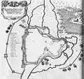 Carte des sièges d'Olomouc en 1643 et 1644.