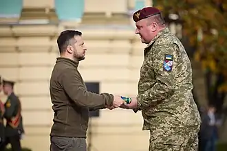 Remise de médaille lors du Journée des défenseurs et défenseuses de l'Ukraine en 2022.