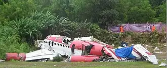 L'épave du vol 269 après l'accident.