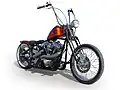 Harley façon bobber avec guidon ape hanger.
