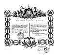 Brevet d'officier décerné par Somdach Préa Norodom, roi du Cambodge, en 1887
