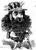 Antoine de Tounens en 1874, caricaturé par Touchatout dans Le Trombinoscope, janvier 1874, 3e volume, numéro 127