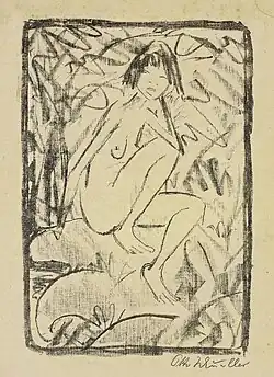 Jeune fille assise entourée de feuillages